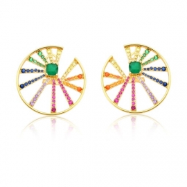 Brinco Safiras Rainbow Dourado