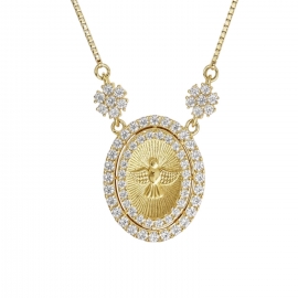 Colar Divino Espírito Santo Moissanite - Prata