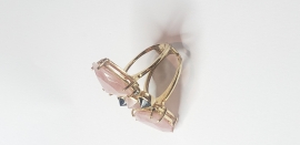 Anel Bach Quartzo Rosa Ouro Amarelo