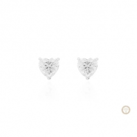 Brinco Solitário Coração Moissanite em Prata