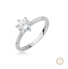 Anel Solitário de Moissanite 0,8 Ct em Prata 925