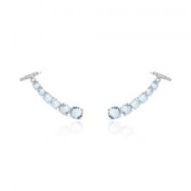 Brinco Earcuff Solitários Aguamarinha -Prata 925