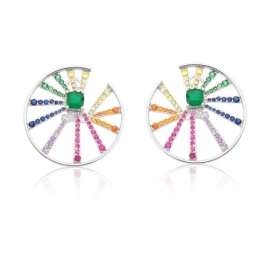 Brinco Prata 925 Rainbow Sapphire