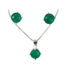 Conjunto Solitário Esmeralda Verde
