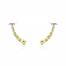 Brinco Earcuff Solitários Fancy Yellow -Prata 925