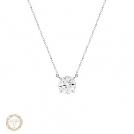 Colar Solitário Moissanite Prata Pedra 6,0mm