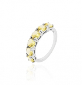 Anel Prata Meia Aliança Fancy Yellow Diamond