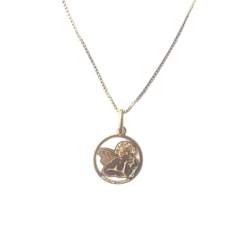 Colar Anjo da Guarda Prata com Banho Ouro 18K