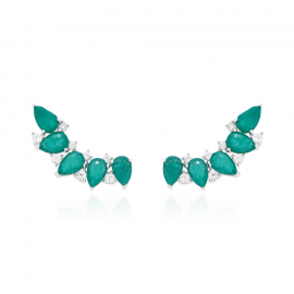 Brinco EarCuff Esmeralda em Prata