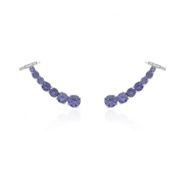Brinco Prata EarCuff Solitários Tanzanita
