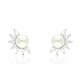 Brinco Pérola Banho Ródio -Eclipse