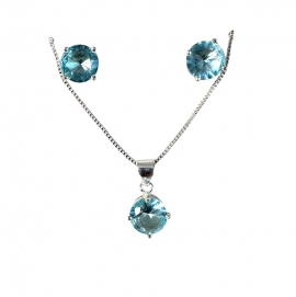 Conjunto Solitário Topázio Azul