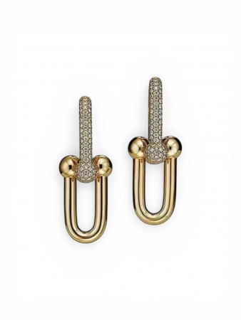 Brinco Elos Tiff Prata e Ouro Cravejado