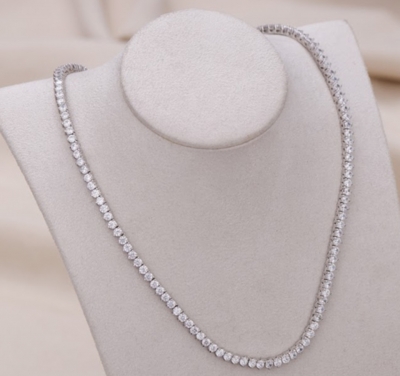 Colar Riviera Moissanite Prata 925 Medida 42cm