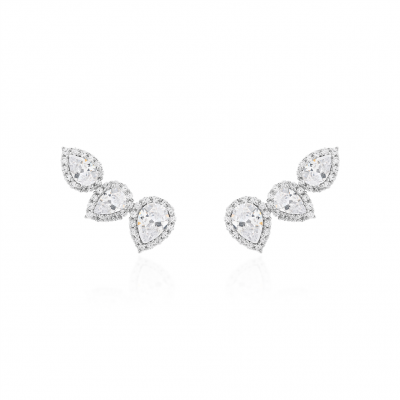 Ear Cuff Zircônias Brancas em Prata 925