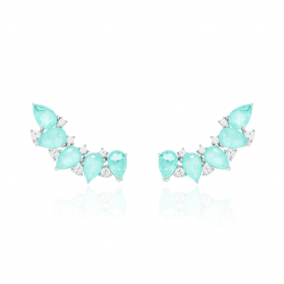 Brinco Esmeralda Colombiana Earcuff Prata