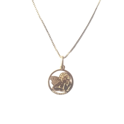 Colar Anjo da Guarda Prata com Banho Ouro 18K