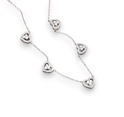 Colar Corações Prata 925