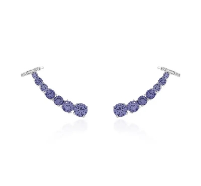 Brinco Prata EarCuff Solitários Tanzanita