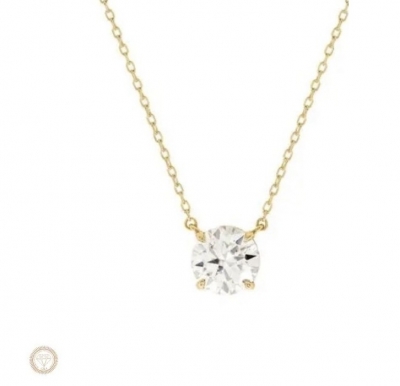 Colar Solitário Moissanite Prata com Ouro 1,2Ct