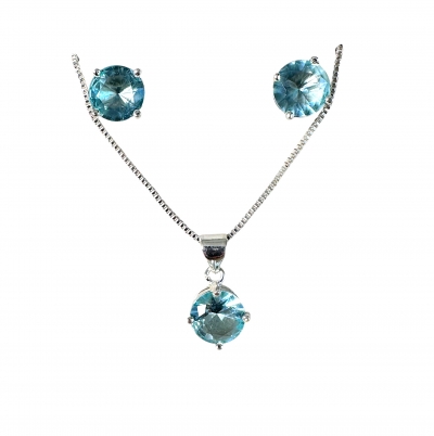 Conjunto Solitário Topázio Azul