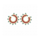 Brinco Solaris Turquesa e Coral Ouro 18K